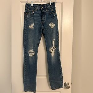Levi’s 501 Straight Leg Distressed Jeans